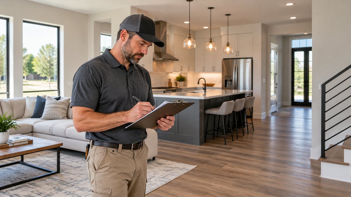 Builder warranty inspection of a newer Pearland TX home before the 11-month warranty deadline