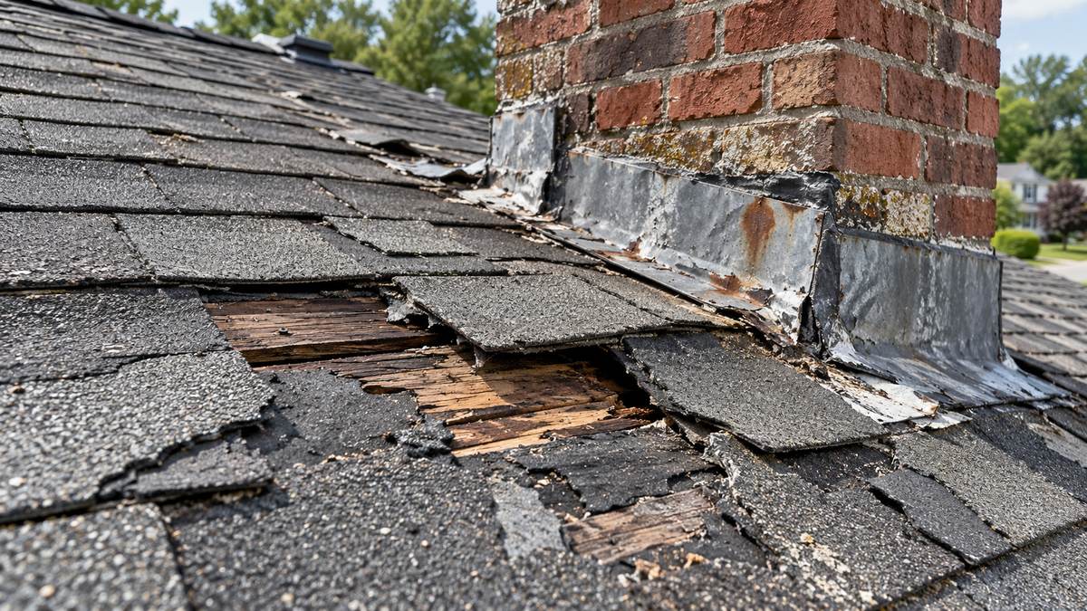 Home inspector checking a Pearland TX roof for common shingle and flashing problems