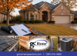 Fall home inspection in Pearland TX showing residential exterior, inspection tools, roof condition, drainage areas, and HVAC system evaluation